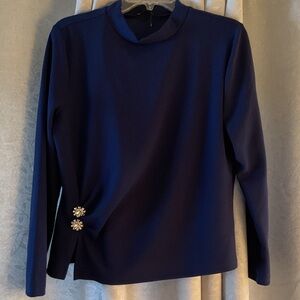 Ann Taylor Elegant Navy Blue Women's Top with Embellished Detail